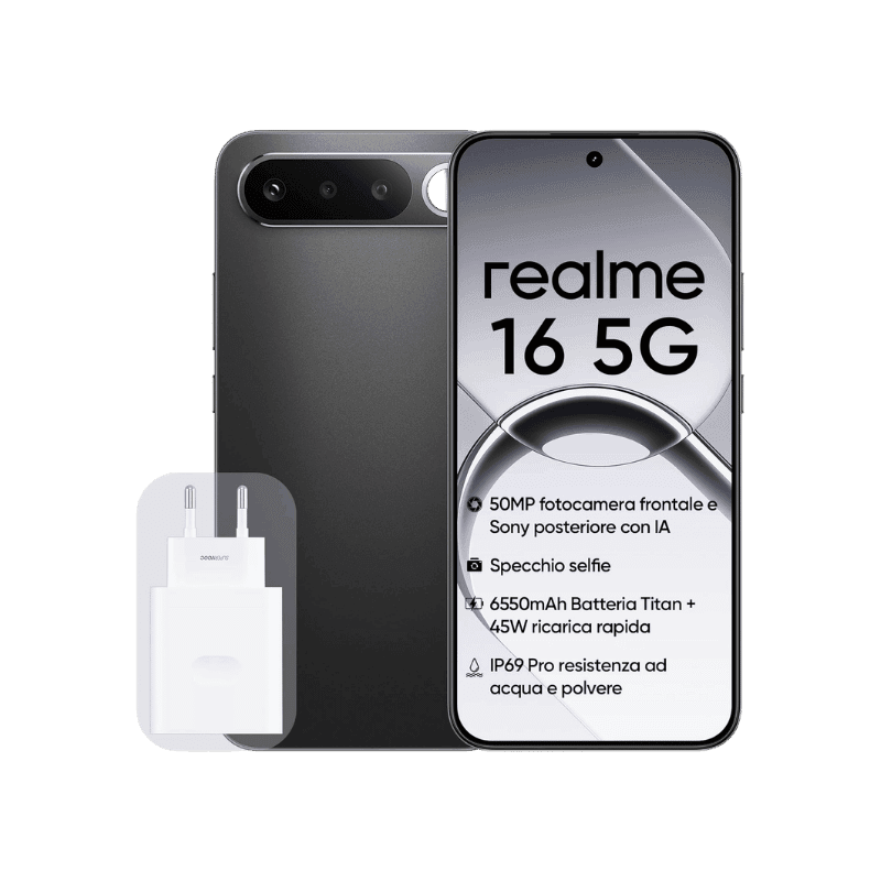 Smartphone realme 16 5G, 6 Go + 256 Go, écran AMOLED 6,57" 120 Hz, batterie 6550 mAh