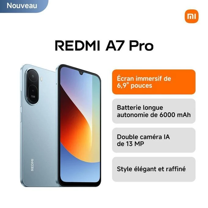 Xiaomi Redmi A7 Pro - 6.88" - 2SIM - 4G - 8/13 Mpx - 4/64 Go - Bleu - Garantie 12 Mois