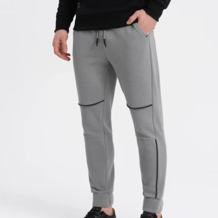 Pantalon de survêtement pour homme avec coutures contrastées - gris V2